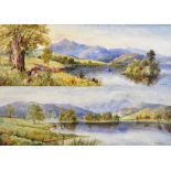 SQUIRE (born 1845); two watercolours, 'Windermere Lake - Looking North' 'Rydal Water', two lake