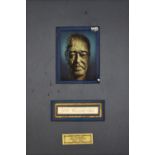 DUKE ELLINGTON (1899-1974); an autograph encased within framed montage, 49 x 32cm, framed and