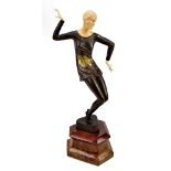AFTER FERDINAND PREISS (1882-1943); an Art Deco style bronzed metal figurine with ivorine head and