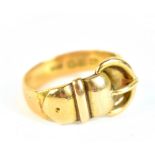 An 18ct yellow gold buckle ring, size N, approx 7.9g.Additional InformationWear and tear