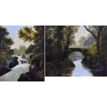 UNATTRIBUTED; a pair of oils on board depicting rural river scenes, both unattributed, 30 x 24.2cm
