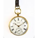BEN KIRBY OF LIVERPOOL; an 18ct yellow gold cased open face key wind pocket watch, the circular