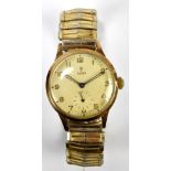 TUDOR; a gentleman's yellow metal cased mechanical wristwatch, the circular dial set with Arabic
