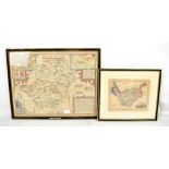 JOHN SPEEDE; a hand tinted map of Hertfordshire, 40 x 52.5cm, also a map of Cheshire, 20 x 25cm,