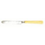 IT; a George III hallmarked silver bladed fruit knife, the bladed inscribed 'Matilda Octavia