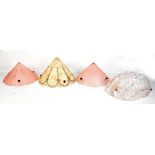 Four assorted Art Deco glass light shades to include two peach glass conical examples (4).