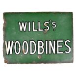 An original enamel advertising sign inscribed 'Wills Woodbines', 30 x 41.5cm.