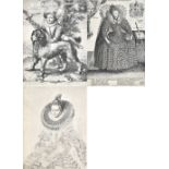 AFTER JAN MULLER; a black and white print, a study of a noble woman bearing pencil signature to