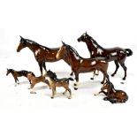 BESWICK; seven horses in brown colourway comprising mares and foals (six af) (7).Additional