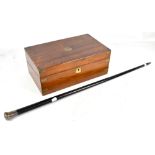 A Victorian mahogany and brass bound writing slope with fitted interior including two glass