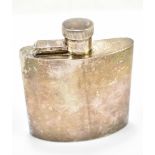 F BURTON CROSBEE; a George V hallmarked silver hip flask of plain form, Birmingham 1930, 9.7 x 8.