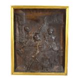 FERDINAND BARBEDIENNE (1810-1892); a large bronze plaque with cast decoration depicting figures in