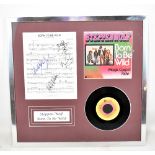 STEPPENWOLF; a 'Born to be Wild' display featuring signed reprinted lyrics/notes sheet, single and