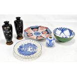 A small group of Japanese ceramics including Imari octagonal dish (af) and Arita-type bowl with