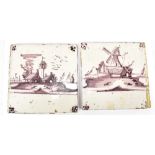 Two 18th century Dutch Delft tiles, both depicting traditional scenes.