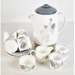 SUSIE COOPER; a six setting floral decorated part coffee set including Wedgwood (Glen Mist) cream