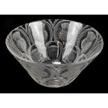 WITHDRAWN LALIQUE FRANCE; a clear and frosted glass bowl 'Thistle', signed to base, diameter 24.