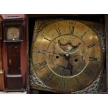 JOSHUA STANCLIFFE OF BARKISLAND; a George III oak longcase clock, the caddy top above brass dial set