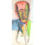 UNATTRIBUTED; pastel on paper, portrait of gentleman, of Expressionism style, 76 x 35.5cm, framed