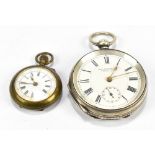 KEY, JONES & COY OF WORCESTERSHIRE; a .935 silver cased open face pocket watch, the enamelled dial