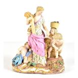 MEISSEN; a late 19th century figure group representing autumn/harvest, with central figure