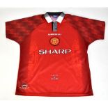 ERIC CANTONA; an autographed Manchester United football shirt, bears faded signature to reverse.