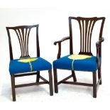 A set of four 19th century Chippendale-style mahogany dining chairs with pierced splat backs,