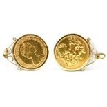 An Elizabeth II half sovereign, 1982, loose set in 9ct gold mount, approx 4.9g.