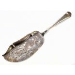 A Dutch silver fish slice with pierced detail, length 30.5cm, approx 4.6ozt/144.2g.