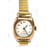 ROLEX; a gentleman's 9ct yellow gold cased mechanical wristwatch, the enamelled dial set with Arabic