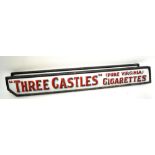 An original enamel advertising sign inscribed 'Three Castles, Pure Virginia Cigarettes', inset in