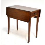 An Edwardian inlaid mahogany Pembroke table with single end drawer, length 69cm.