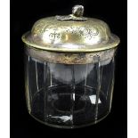 An advertising glass biscuit jar with silver plated cover for Huntley & Palmers Biscuits, height