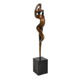 JAQUELINE CAVALCANTI; a limited edition stylised bronze figure of a naked young woman, numbered 20/