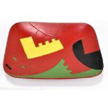 NAVAJO; a hand painted mid-century square bowl decorated with an abstract face and Cubist style