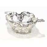 NERESHEIMER & CO; an early 20th century German silver pierced foliate motif twin handled basket with