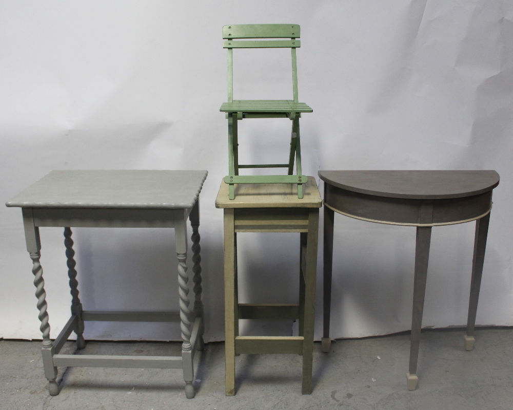 A group of four items of early 20th century painted and distressed furniture to include a c1930s