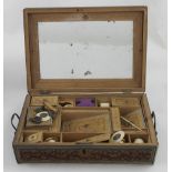 An Anglo-Indian work sewing box of sarcophagus form, c1840 with partial ivory and bone trim,