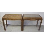 A pair of Chinese hardwood altar-type side table,