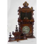 A late 19th century mahogany Vienna-style wall clock by HAC (Hamburg American Clock Company),