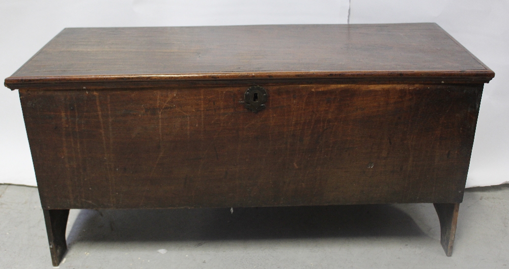 A 19th century mahogany plank-topped coffer, width 100cm.