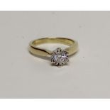 An 18ct yellow gold diamond solitaire ring, approx 2.5 points, size K1/2, approx 4.5g.