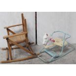 A vintage child's rocker in the form of a horse and one other child's rocker (2).