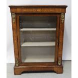 A 19th century walnut inlaid display cabinet, floral and string inlay,