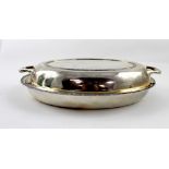 A George V hallmarked silver covered tureen with twin-handled lid, James Dixon & Sons,