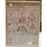 A 19th century cross stitch sampler,