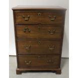 A 19th century chest of four drawers to plinth base.