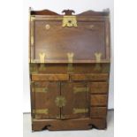 A Chinese or Korean brass mounted bureau,