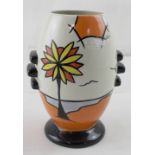 Lorna Bailey for Old Ellgreave Pottery; a beach pattern ovoid vase, height 19cm.