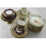 A Royal Worcester blush ware part dessert service to include six plates and three tazzas,